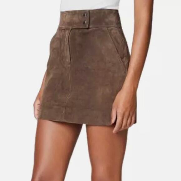 Blank NYC Dresses & Skirts - Blank NYC Truffle Brown Suede Leather High Waist Mini Skirt - Size 26